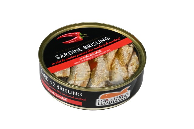 Sardine brisling în ulei de măsline cu chilli 160g