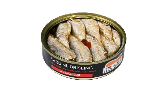Sardine brisling în ulei de măsline cu chilli 160g