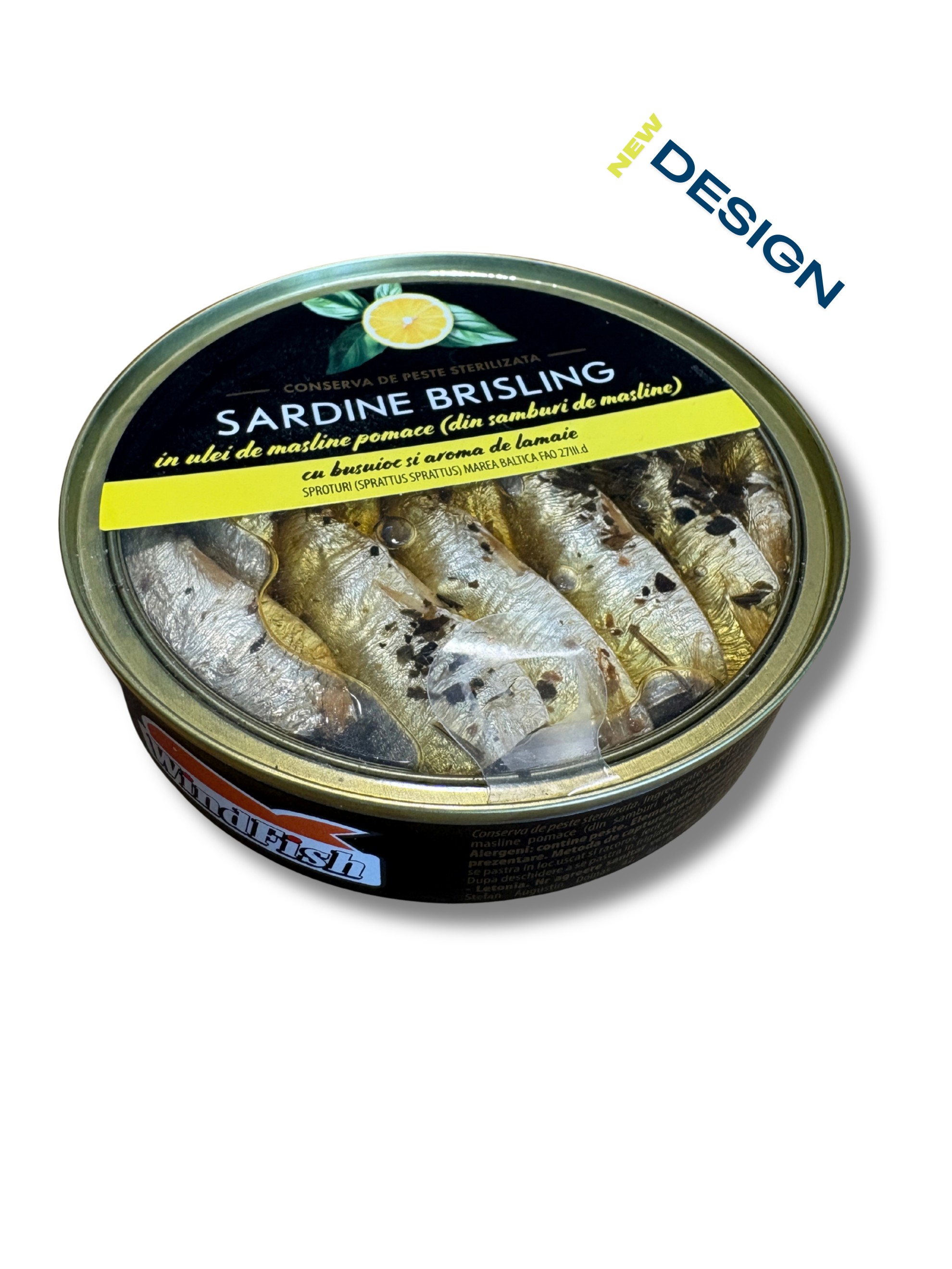 Sardine brisling in ulei de masline pomace cu lamaie si busuioc